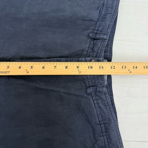 Vince 100% Linen Mens Pants 36 x 33 Straight Leg Navy Blue Drawstring Beach - Picture 10 of 13